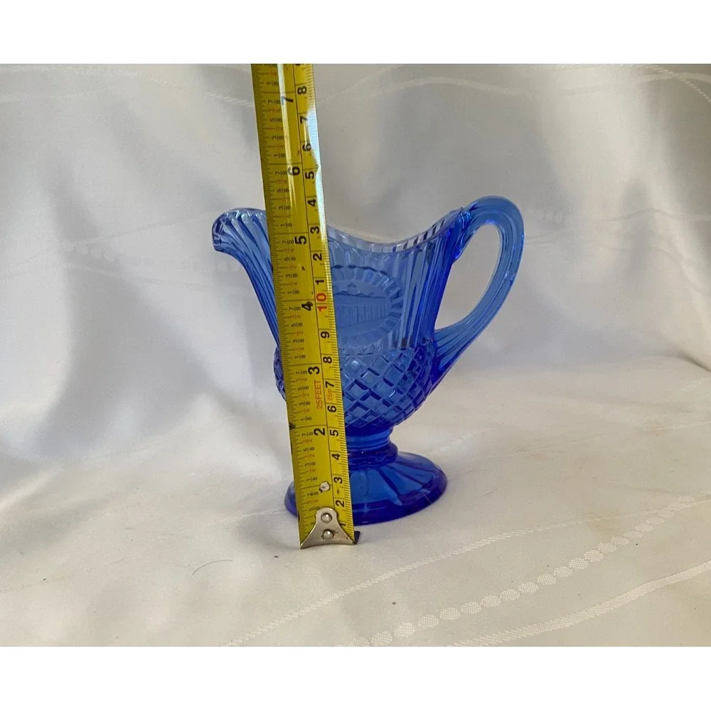 Vintage Avon Fostoria Cobalt Blue Pitcher With Mt Vernon 5.5